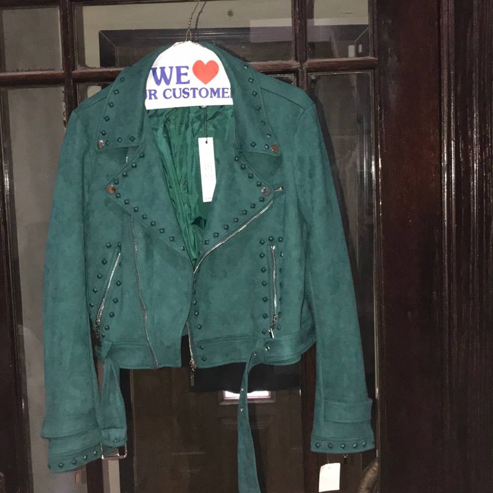 Emerald Suede Biker Jacket
